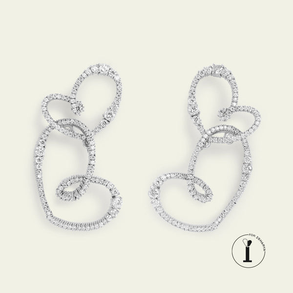 isharya Double Heart Danglers Earrings