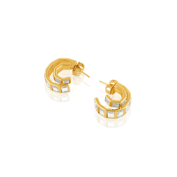 Isharya Double Mirror Huggie Hoops Earrings