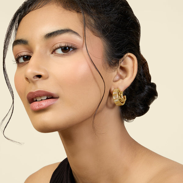 Isharya Double Mirror Huggie Hoops Earrings