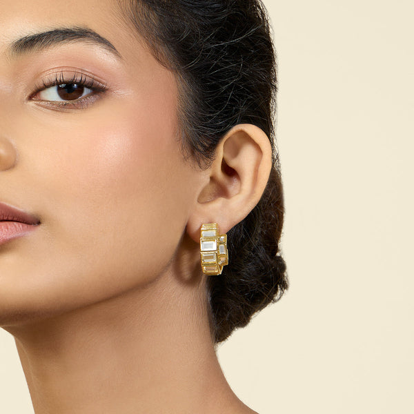 isharya Double Mirror Huggie Hoops Earrings