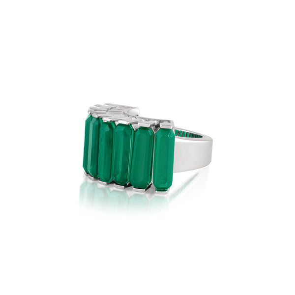 Isharya Doublet Dark Emerald Baguette Band Rings 5