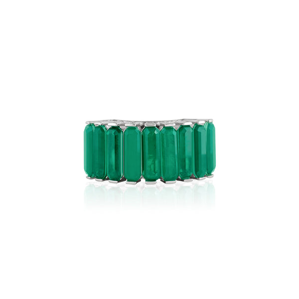 Isharya Doublet Dark Emerald Baguette Band Rings 5