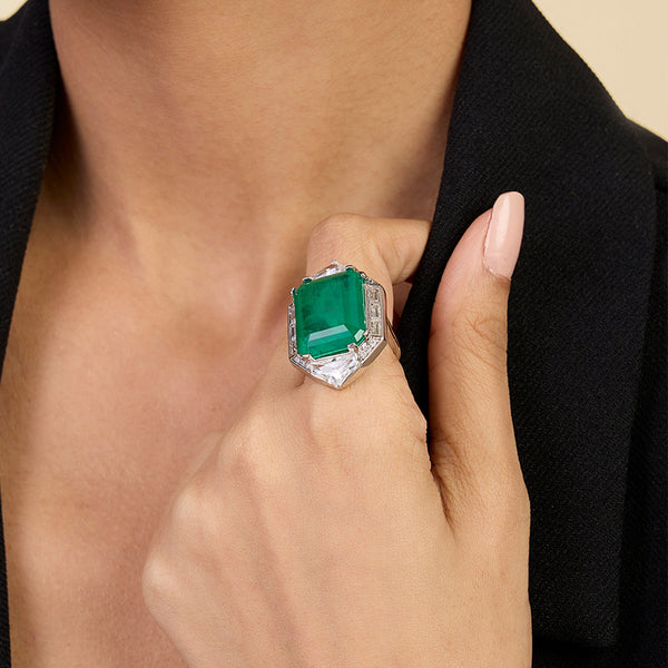Isharya Doublet Dark Emerald Cocktail Ring Rings 5
