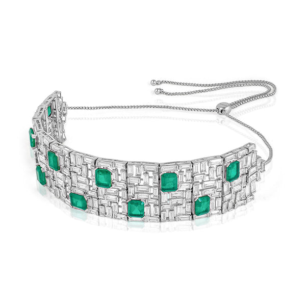 Isharya Doublet Dark Emerald Wide Choker Necklaces