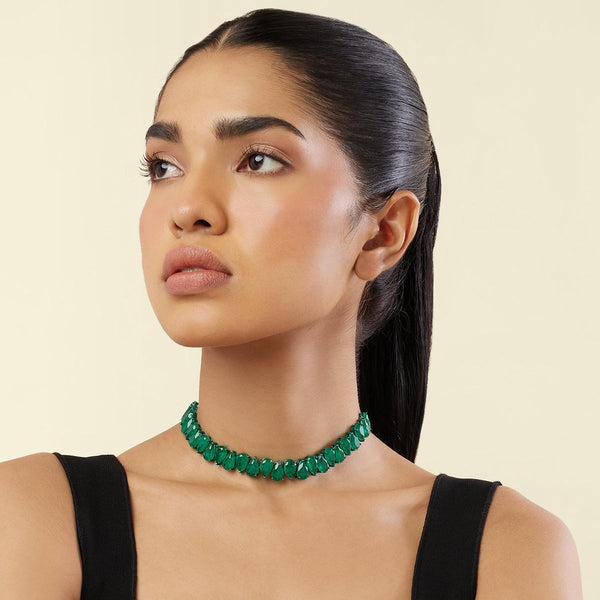 Isharya Elysian Emerald Choker Necklace Necklaces