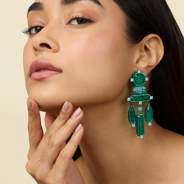 Isharya Emerald Carnevale Danglers Earrings