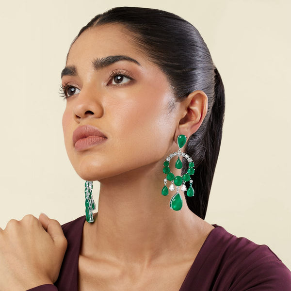 Isharya Emerald Elegance Moon Baalis Earrings
