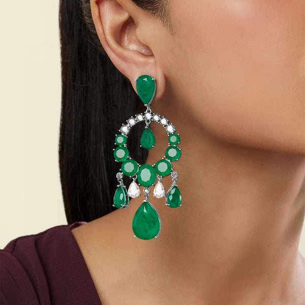 isharya Emerald Elegance Moon Baalis Earrings