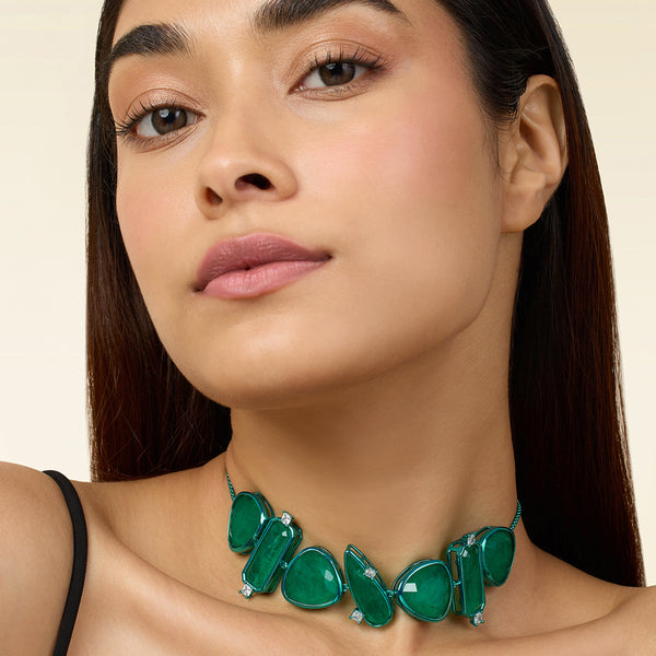 Isharya Emerald Flame Choker Necklaces