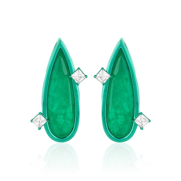 Isharya Emerald Flame Studs Earrings