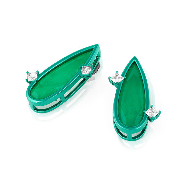 Isharya Emerald Flame Studs Earrings