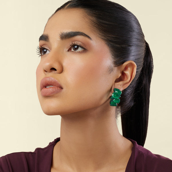 Isharya Emerald Glow Statement Hoops Earrings