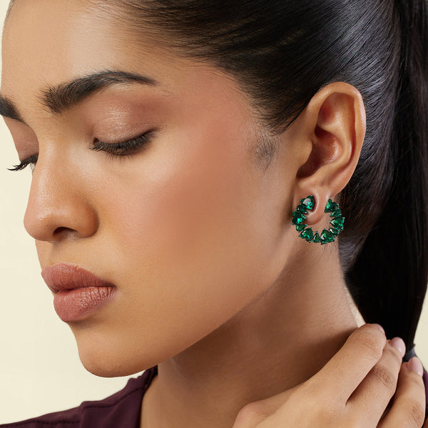 isharya Emerald Halo Studs Earrings