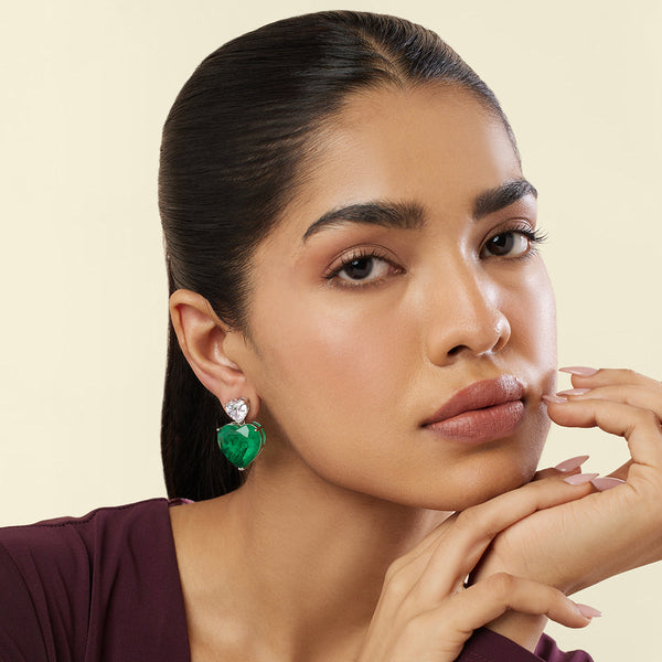 Isharya Emerald Heart Elegance Earrings Earrings
