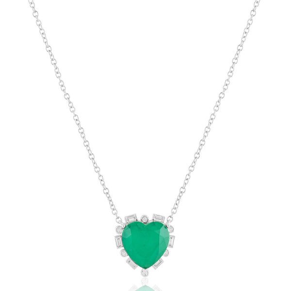 Isharya Emerald Heart Pendant Necklace Necklaces
