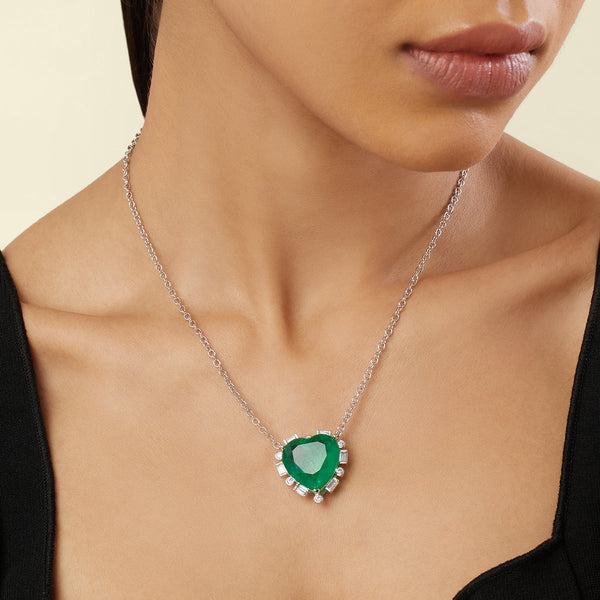 isharya Emerald Heart Pendant Necklace Necklaces