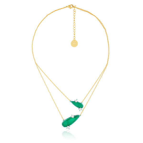 Isharya Emerald Layers Necklace Necklaces Green