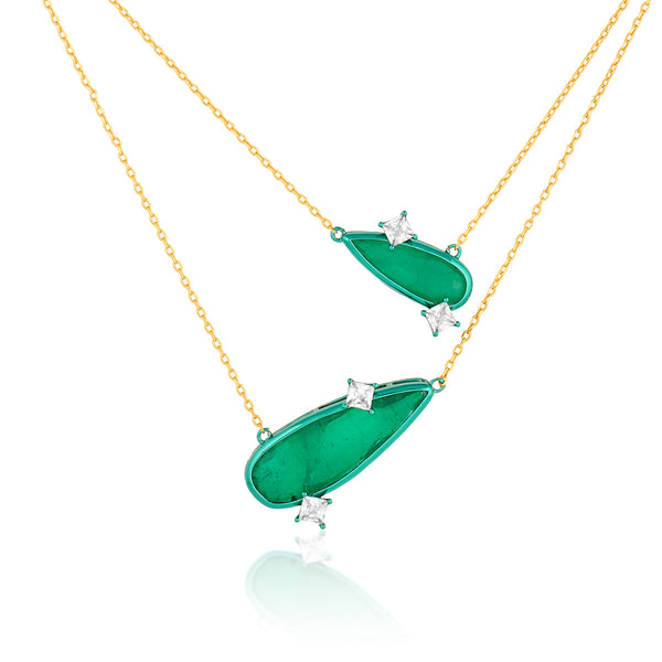 Isharya Emerald Layers Necklace Necklaces Green