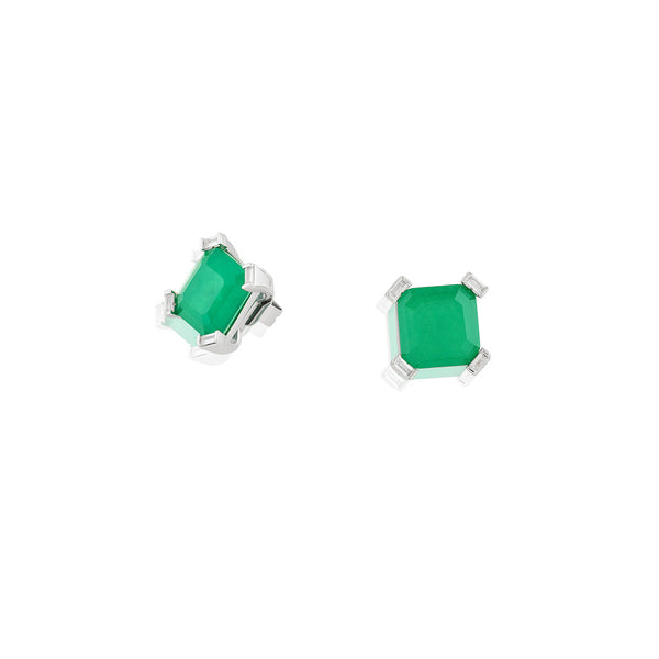 Isharya Emerald Luxe Square Studs Earrings