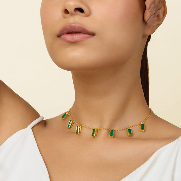 isharya Emerald Stationed Choker Necklaces