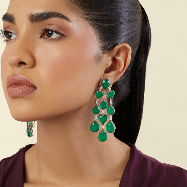 isharya Emerald Waterfall Luxe Earrings Earrings