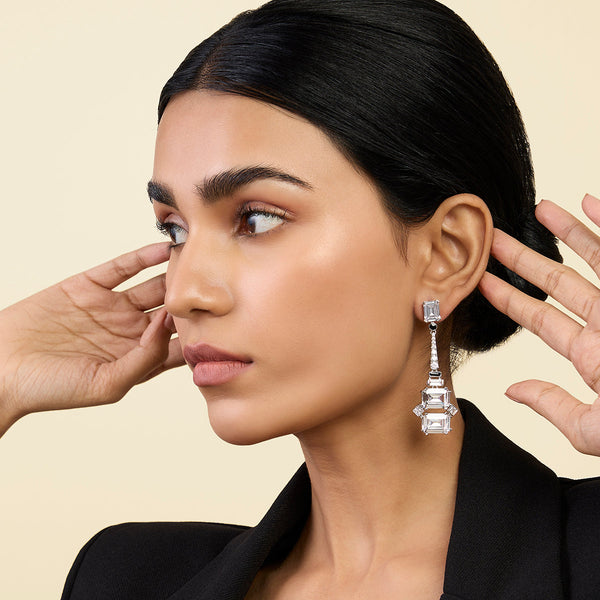 Isharya Enamel Diamond Dangler Earrings Earrings