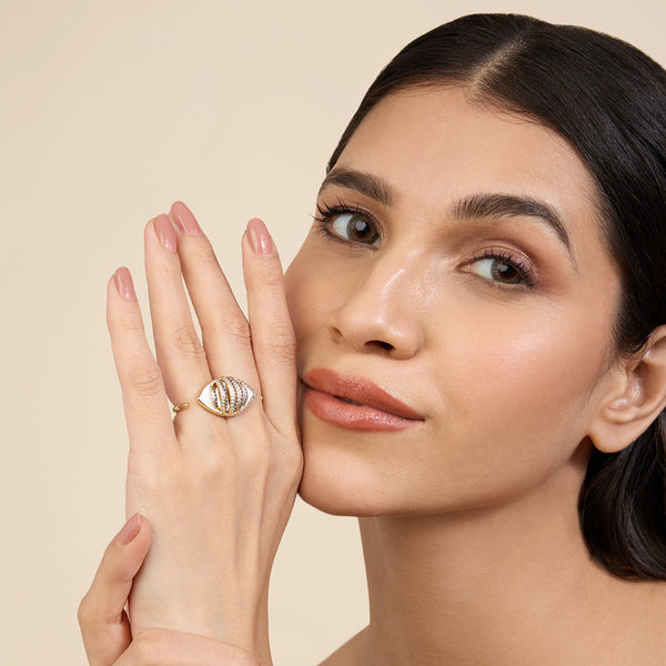 Isharya Eyelet Party Two-Finger Ring Rings