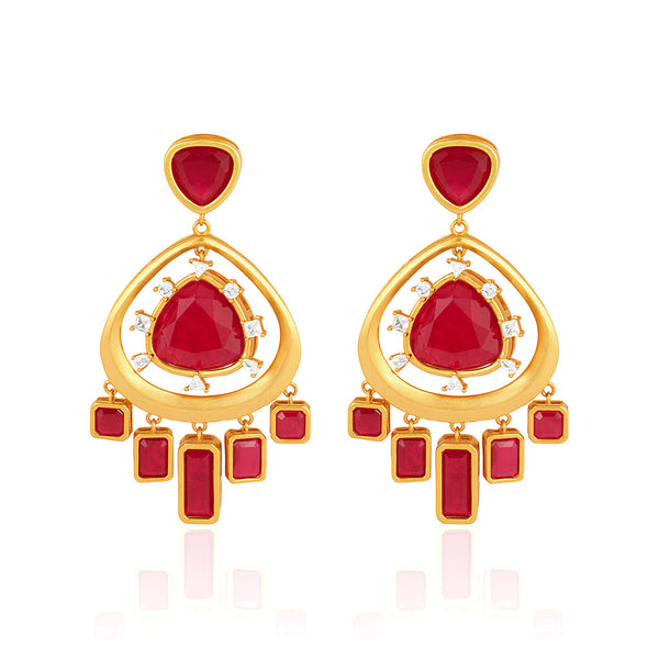 isharya Fiery Festive Ruby Danglers Earrings