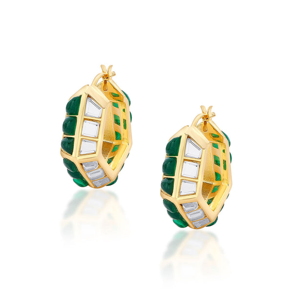 isharya Fiesta Hydro Emerald Hoops Earrings Green