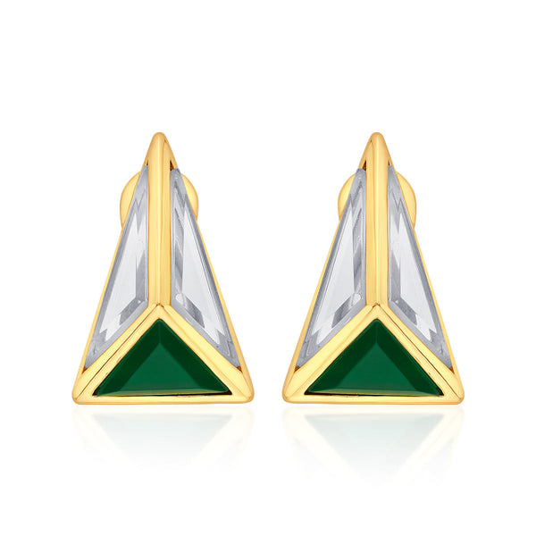 Isharya Fiesta Pyramid Studs Earrings Green