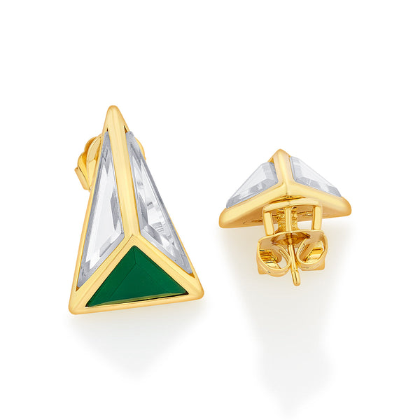 Isharya Fiesta Pyramid Studs Earrings Green