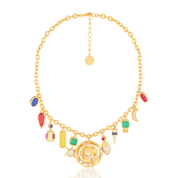 Isharya Gemstones Charm Necklace Necklaces