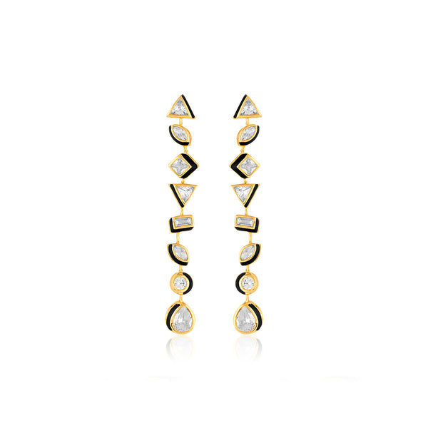 Isharya Geometric Black Long Earrings Earrings
