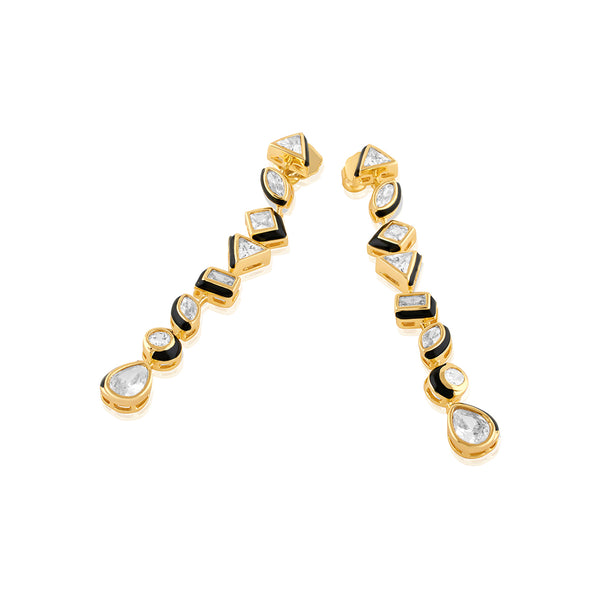 Isharya Geometric Black Long Earrings Earrings