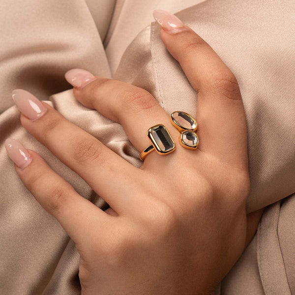 isharya Glimmer Mirror Open Ring Rings Free Size