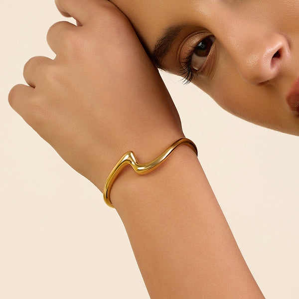 isharya Gold Slither Wave Cuff Bracelets XS