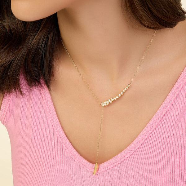 isharya Gold Spiked Lariat Necklaces