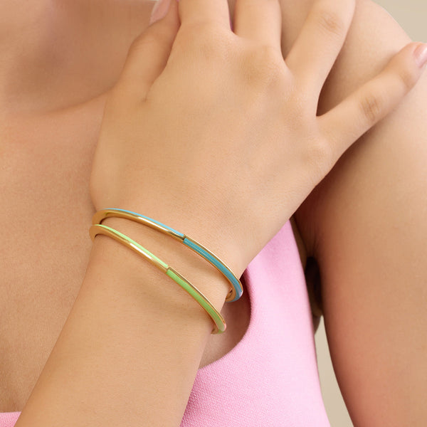 isharya Green & Blue Stackable Cuffs Bracelets