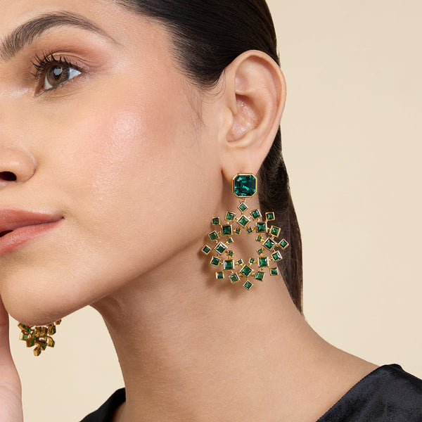 isharya Green Cosmic Flair Earrings Earrings