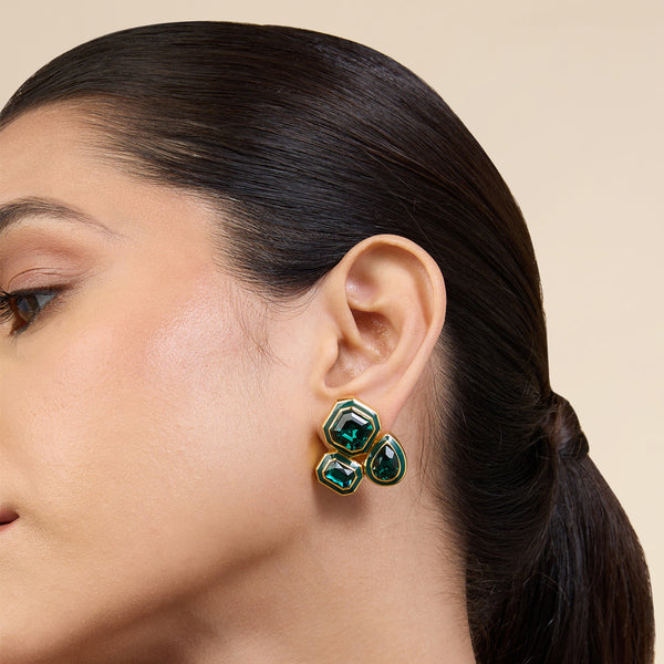 isharya Green Crystal Galaxy Earrings Earrings