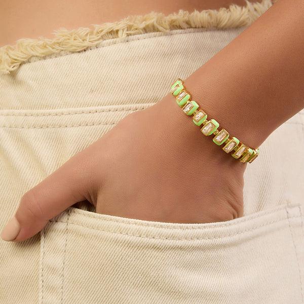 isharya Green Enamel Cuff Bracelets