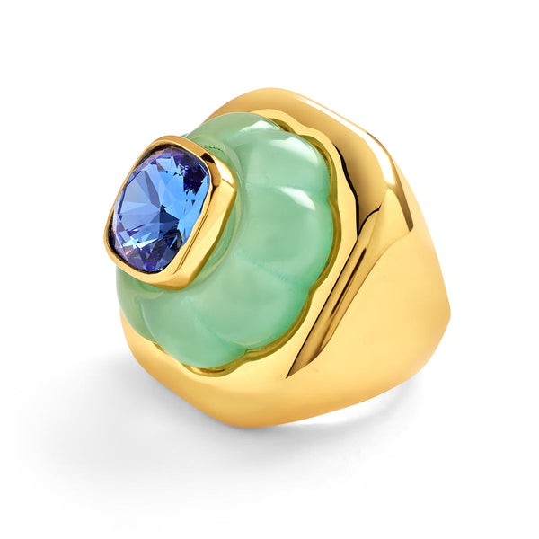 Isharya Green & Sapphire Ring Rings 5