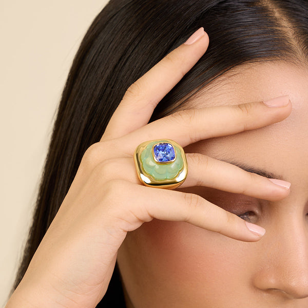 isharya Green & Sapphire Ring Rings 5