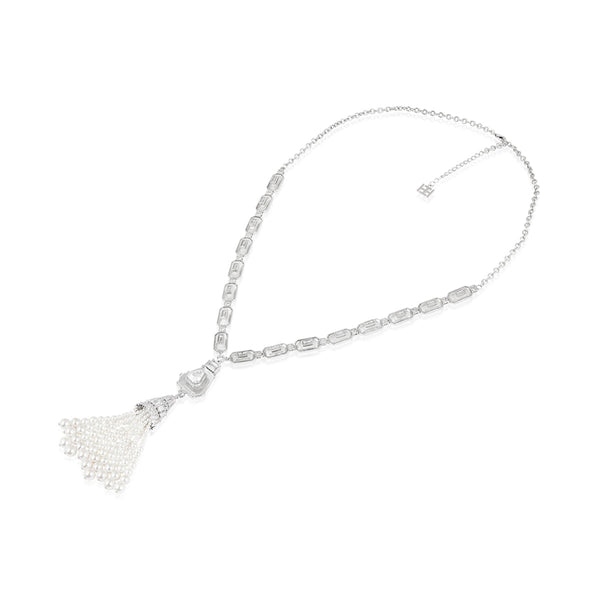 Isharya Long Pearl Tassel Necklace Necklaces White