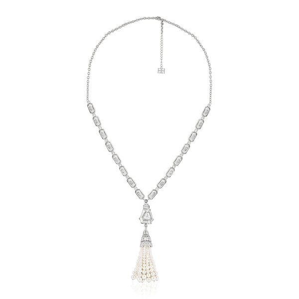 isharya Long Pearl Tassel Necklace Necklaces White