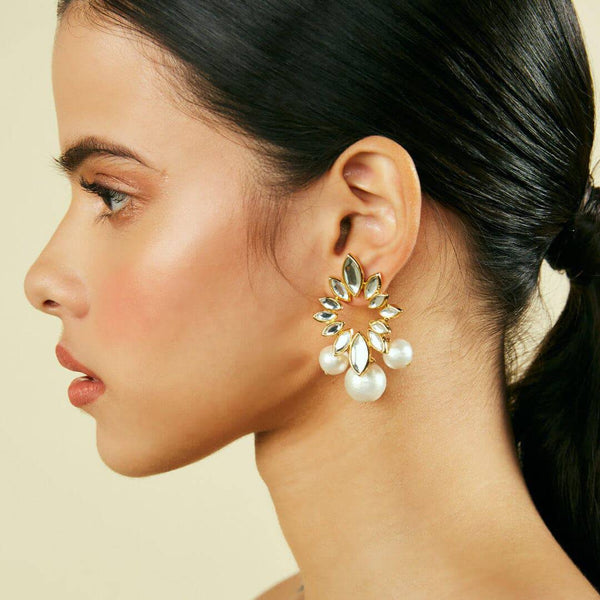 isharya Marquise Mirror Pearl Earrings Earrings