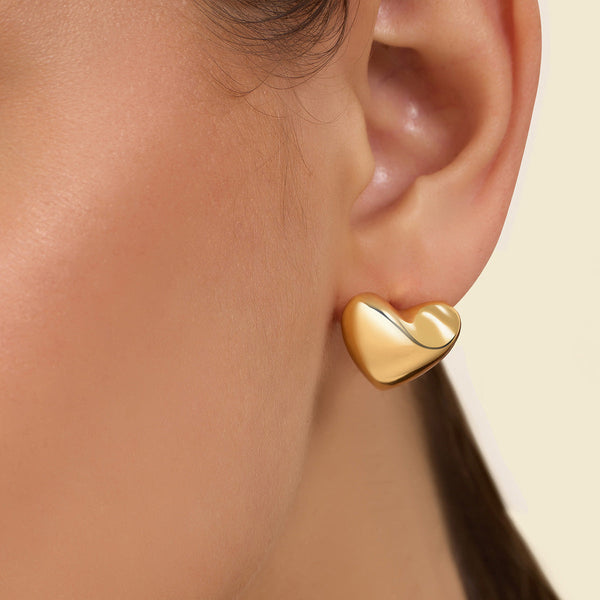 isharya Mini Gold Heart Studs Earrings