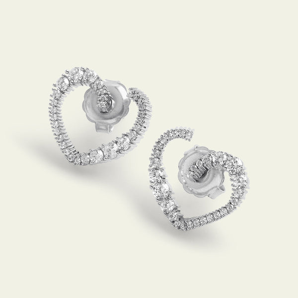 Isharya Mini Heart Studs Earrings Silver