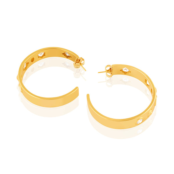 Isharya Mirror Joy Hoops Earrings White
