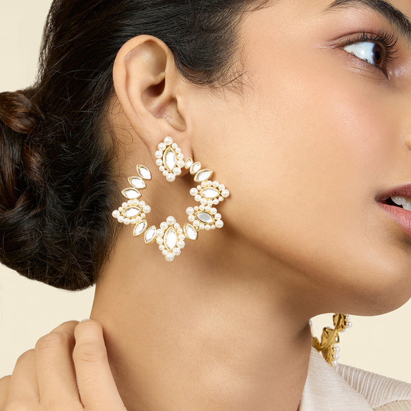 isharya Mirror Moti Front Back Earrings Earrings